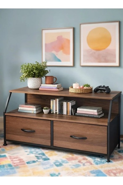 Cady One Wooden Office Cabinet with Storage Shelves and Organizing Drawers, D...