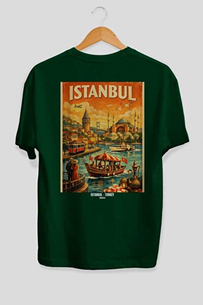 Ankhises Ιστανμπούλ Τουρκία 2 Πράσινο Oversize Country City T-Shirt με στάμπα...