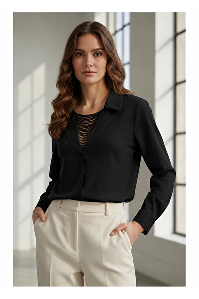 Seçilkaragozboutique Boncuk Detay Saten Gömlek