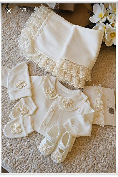 çiğdem kaya design Specially Designed Bow-Tie Detail, Lace Trim, New Born Bab...