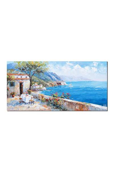 artnova Картина за всекидневна 140x70см, Средиземноморски пейзаж от терасата,...