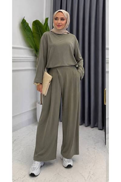 Esra Butik78 Premium Kupra Kumaş Şalvar Model Pantolonlu Takım – Mürdüm & Hak...