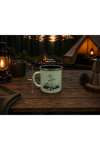 Adventure طقم تخييم مطلي بالمينا مكون من 3 قطع - وعاء مطلي بالمينا مع غطاء، كوب مطلي بالمينا، ووعاء مطلي بالمينا |   مجموعة أدوات المطبخ الخارجية للتخييم والنزهات والكرفانات