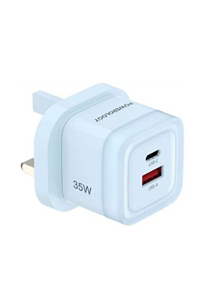 Powerology Lunex Dual-Port Fast Charging Adapter with USB-C & USB-A Ports, 35...