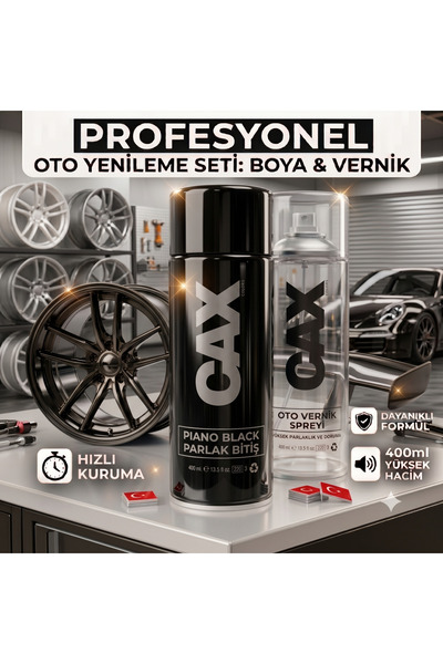 caxcolors CAX Colors Profesyonel Oto Yenileme Seti - Piano black metal Sprey ...