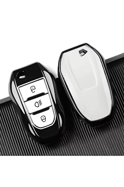 keymatik For Peugeot 2008 3008 5008 Citroen Smart Key Case Cover Premium Nano Tpu High Quality Remote Protector Black (Start-Stop)