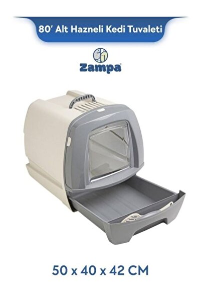 Zampa Plus 80' Kapalı Kedi Tuvaleti (ZIT-2723) | Alt Hazneli Pratik ve Hijyen...
