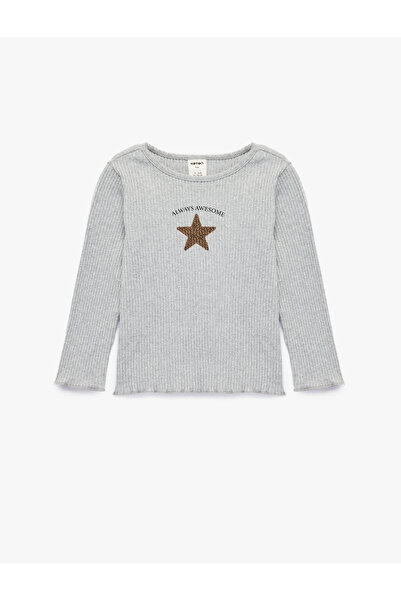 Koton Camisole Long Sleeve Crew Neck Star Printed T-Shirt