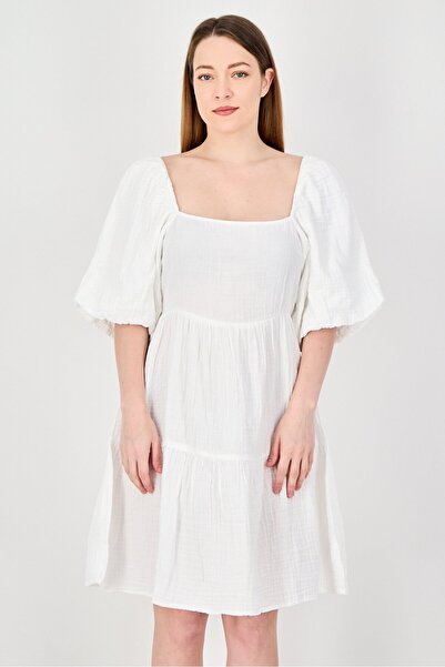 Monki Women Plain Mini Dress, White