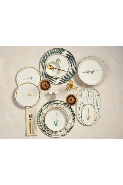 Porland 60 Parça 12 Kişilik Botanical Porselen Yemek Takımı