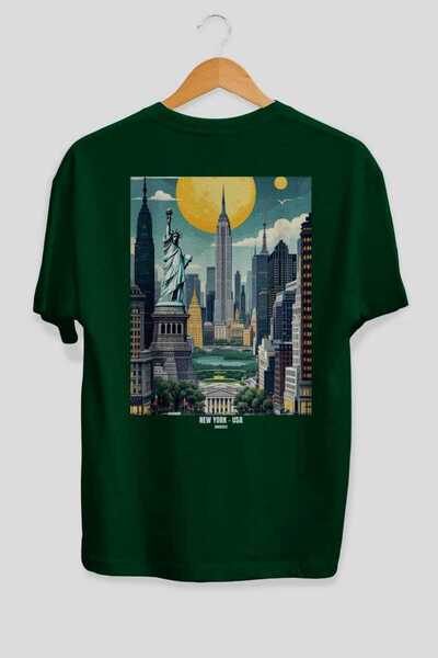 Ankhises Νέα Υόρκη ΗΠΑ 2 Πράσινο Oversize Country City T-shirt με στάμπα στην...