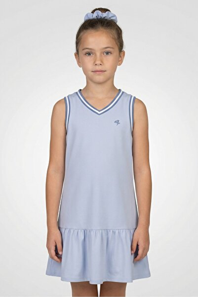 Draper James Kids Girl Embroidered Dress With Scrunchie, Blue