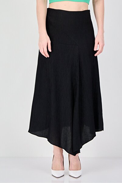 vivere Women Textured Midi Skirts, Black