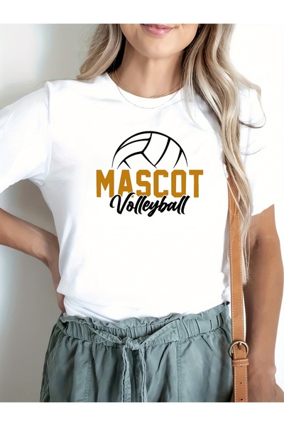 12 HERTZ Women's Casual Volleyball Letter Print T-Shirt - Round Neck, Short S...