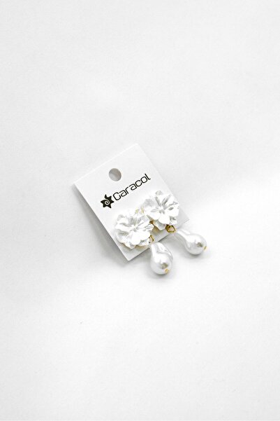 Casa Caracol Women 1 Pair Flower Tear Drop Stud Earrings, White