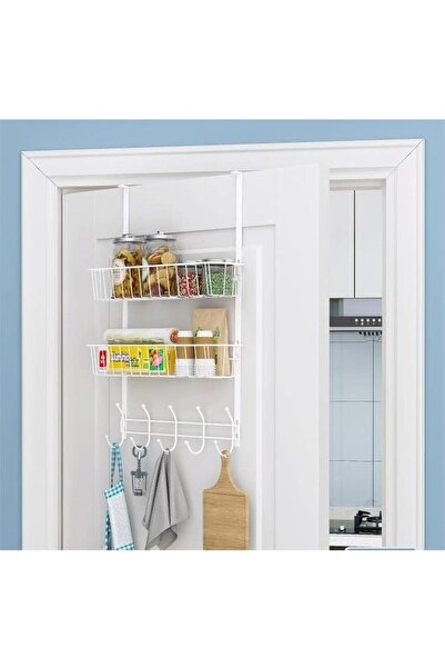 Arabest Over The Door Hooks Organizer Hanger,5 Hooks,2 Mesh Basket,Back of Do...