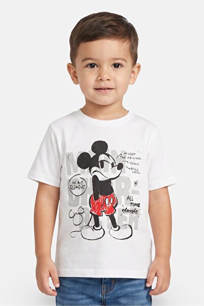 Disney Toddlers Boy Mickey And Friends Short Sleeve Top, White