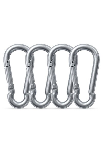 Duravel 4Pcs 1.9 Inches Galvanized Steel Carabiner Clips, Silver, Spring Snap...