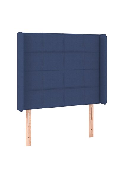 vidaxl Tăblie de pat cu aripioare, albastru, 103x16x118/128 cm, textil
