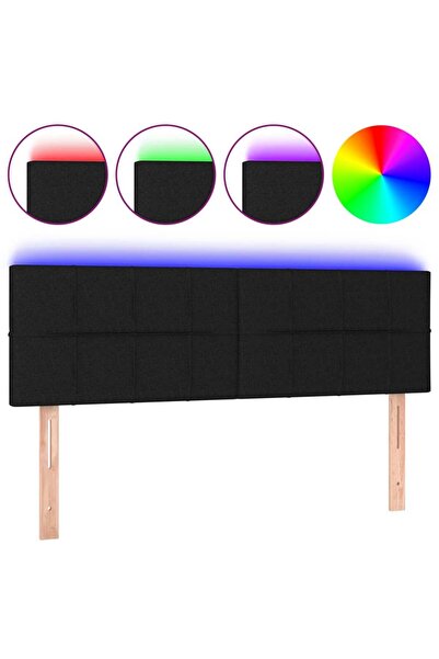 vidaxl Tăblie de pat cu LED, negru, 144x5x78/88 cm, textil