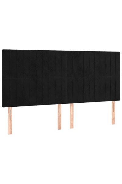 vidaxl Tăblie de pat neagră 180x5x118/128 cm catifea