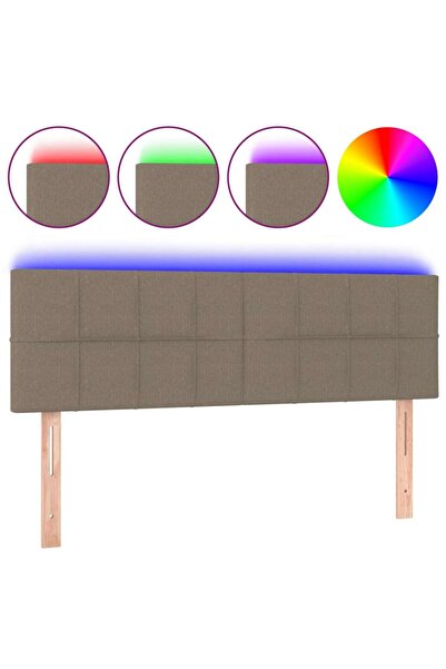 vidaxl Tăblie de pat cu LED, gri taupe, 144x5x78/88 cm, textil