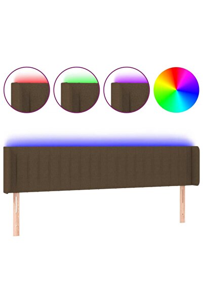 vidaxl Tăblie de pat cu LED, maro închis, 183x16x78/88 cm, textil
