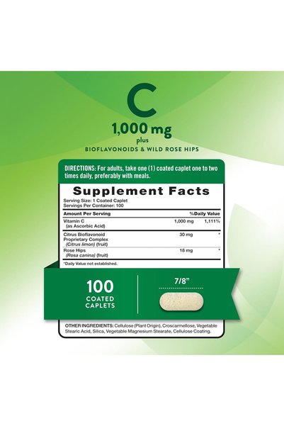 Natures Truth Nature's Truth Vitamin C with Bioflavonoids & Rose Hips, Tablets, 1,000 mg, 100 Count