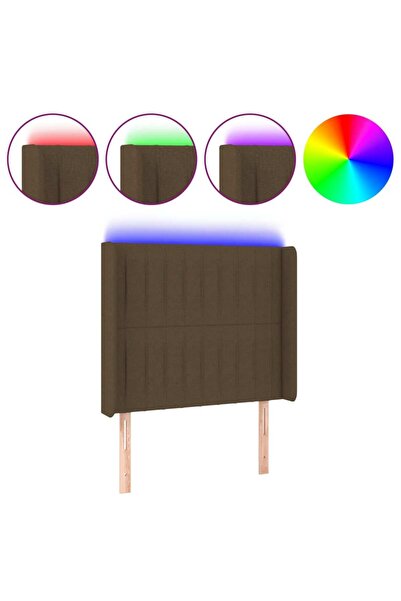 vidaxl Tăblie de pat cu LED, maro închis, 103x16x118/128 cm, textil