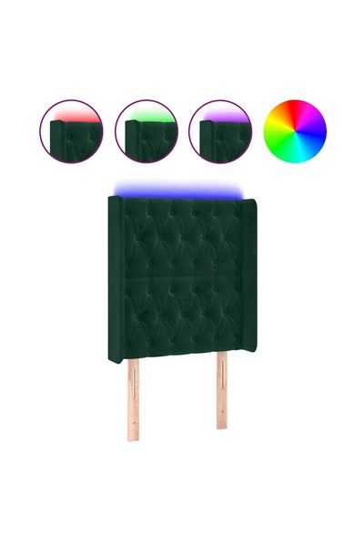 vidaxl Tăblie de pat cu LED, verde închis, 83x16x118/128 cm, catifea