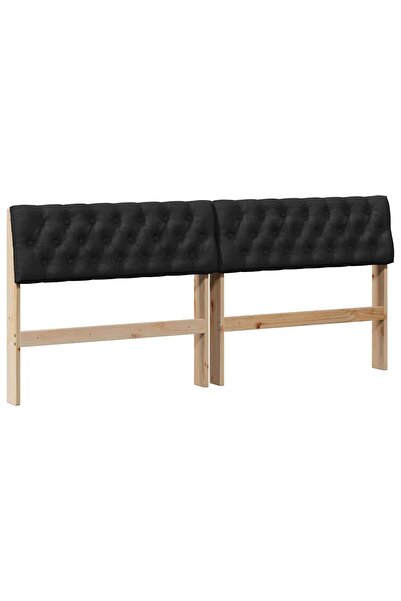 vidaxl Tăblie tapițată Negru 180 cm Lemn de pin masiv