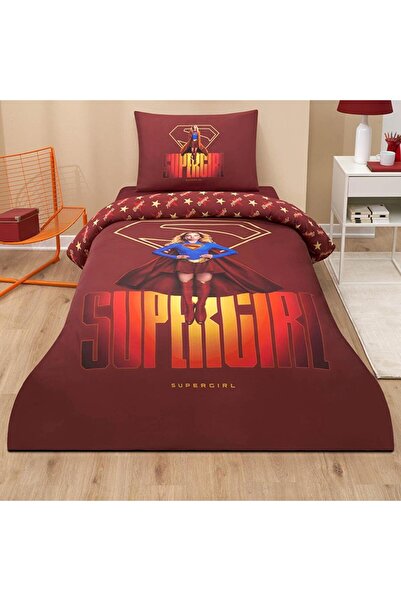 Özdilek Single Ranforce Duvet Cover Set Supergirl Claret Red