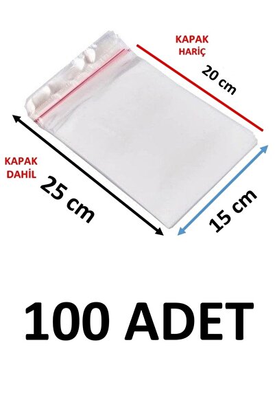 MTKardeşler 100 قطعة 15x20+5 سم أكياس جيلاتينية شفافة لاصقة