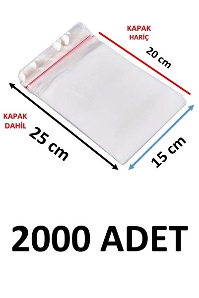 MTKardeşler 2000 قطعة 15x20+5 سم كيس زوجة شفاف لاصق من الجيلاتين