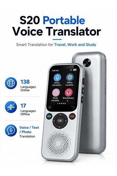 Kijarda S20 Portable Language Translator Device,138 Online & 17 Offline Langu...