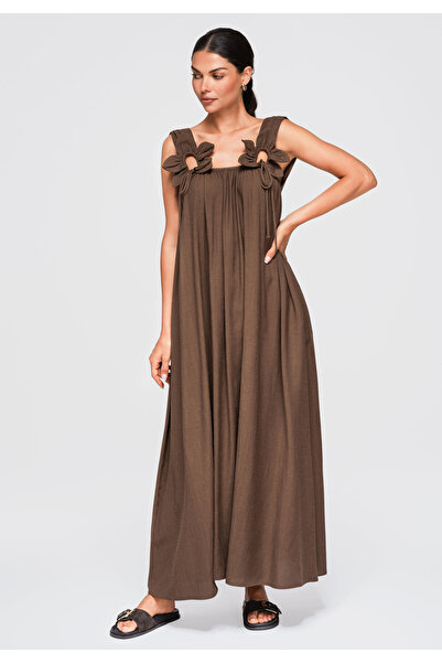 OMBRE Women's Maxi Dress with Wide Straps and Open Back OW-DLR-E0014