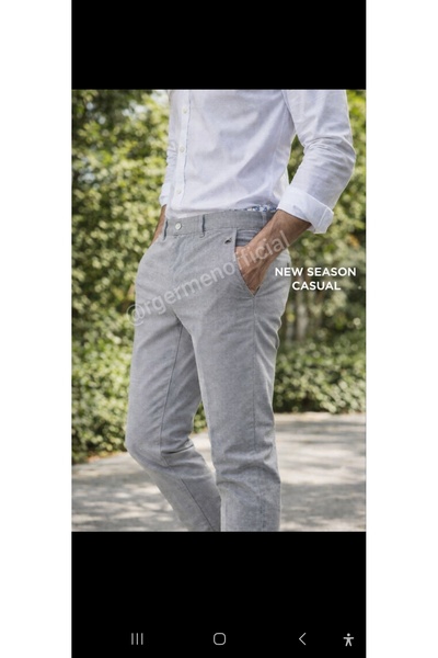 Cinar erkek giyim Men's Sports Linen Fabric Slim Fit Trousers with Lycra and ...