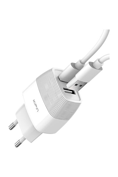Xipin Φορτιστής με 2 θύρες USB-A και καλώδιο USB-C Λευκό (EU-11T)