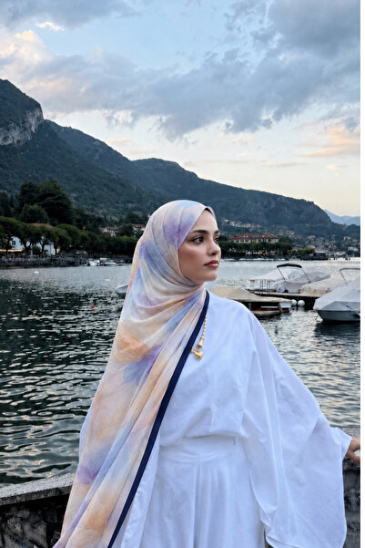 BONASERA EŞARP Fransız İpeği Şal Modeli Pastel Çiçek Desenli Tesettür Şalı
