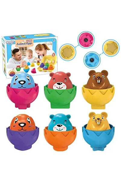 woopie Joc de sortare Ouă cu animale Montessori, 6 ouă, forme și sunete, 3+ ani