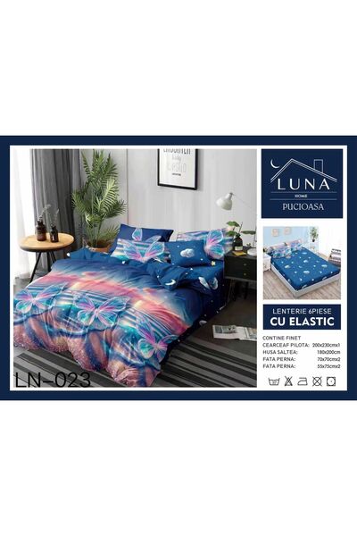 Luna Lenjerie de Pat Finet 6 Piese cu Cearșaf cu Elastic – Set Premium pentru...