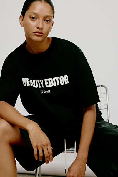 H&M Baskılı Oversize Tişört