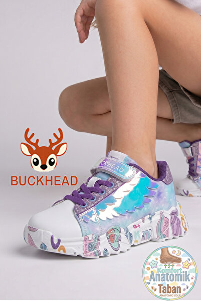 BUCKHEAD Cindy Girls' Sneakers – Flex Memory Foam Insole Colorful Design Ligh...