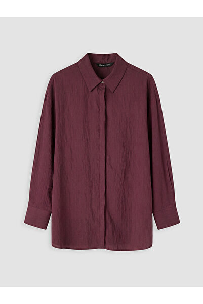 LC Waikiki Lcw modest burgundy modal blend women's shirt tunic