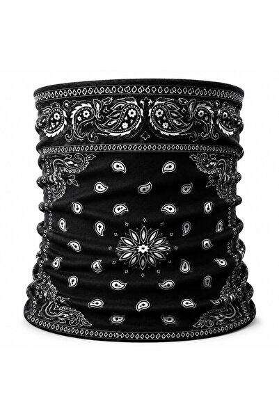 FG KONNİCHİWA Bandana Black Ethnic Bandana Face Mask and Neck Gaiter and Mult...
