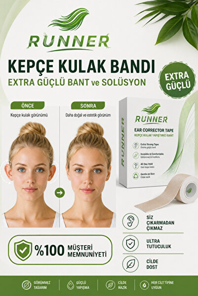 RUNNER Kepçe Kulak Bandı 40 Adet Hazır Kesilmiş Şeffaf Kulak Düzeltici Bant |...