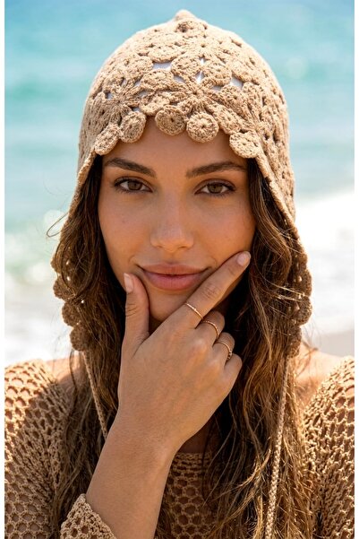 LAGRANZE Flora Cotton Lace Knitted Bandana Beanie