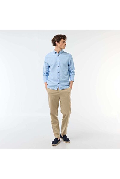 KIABI Regular Fit Linen Blend Chino Trousers BEIGE