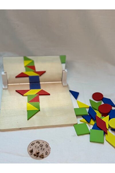 ce-ee ahşap oyuncak Tangram Aynalı Ve Standlı Kartlı Çok Parçalı