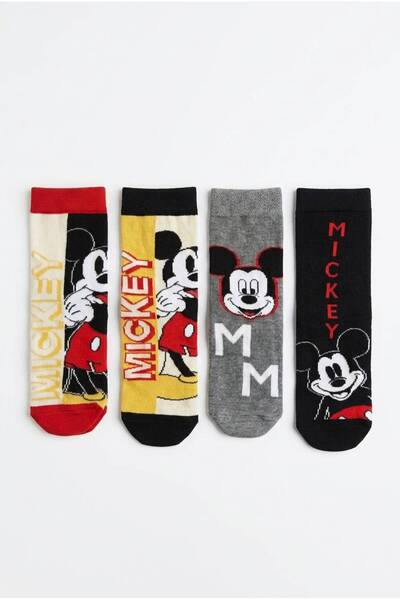 Disney Licensed Mickey Mouse 4-Pack Boys Girls Children's Socks Cotton Socks ...